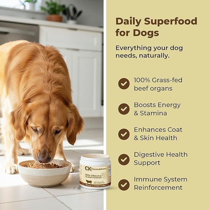 | Beef Organ and Gland Powder for Dogs | Rich in Vitamins and Minerals | 40 Servings