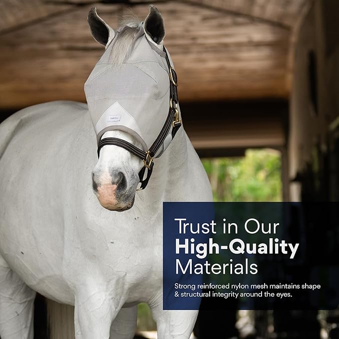 Plus-Size Horse Mask Without Ears - 95% UV Eye Protection - Built-in Visor - Breathable, Lightweight Mask - Adjustable Fit for Comfort Horse (Large Size)