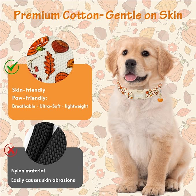Fall Dog Collar – Halloween & Thanksgiving Dog Collars for Small Dogs – Soft & Comfortable Autumn Puppy Collar with Quick Release Buckle, Small Dog Collars for Girl Boy Dogs-S