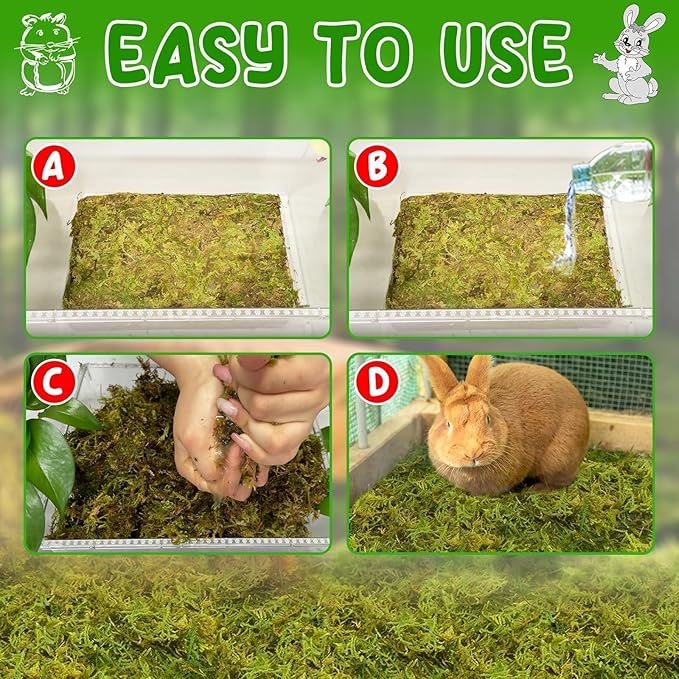Halatool 12QT Small Animals Bedding & Nesting Material, Forest Moss for Odor Control Rabbits Squirrels Hamsters Guinea Pigs, Soft & Safe for Small Animals Cages Terrariums Reptiles Plants