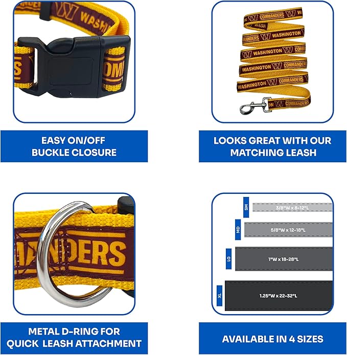 Pets First NFL Washington Commanders Dog & Cat Collar, Medium Football Team Collar - Licensed by The NFL, Team Color (WAC-3588-MD)