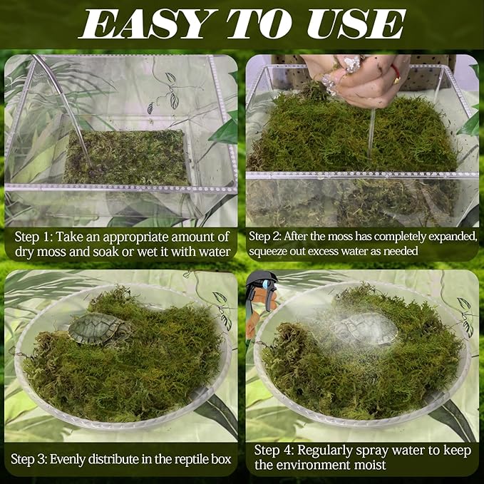ZeeDix 1.1 lb Premium Sphagnum Moss for Reptile,25 qt Green Natural Reptile Moss Bedding for Terrarium Plants, Long Fiber Reptile Moss for Leopards, Geckos, Snakes, Turtles, Frogs