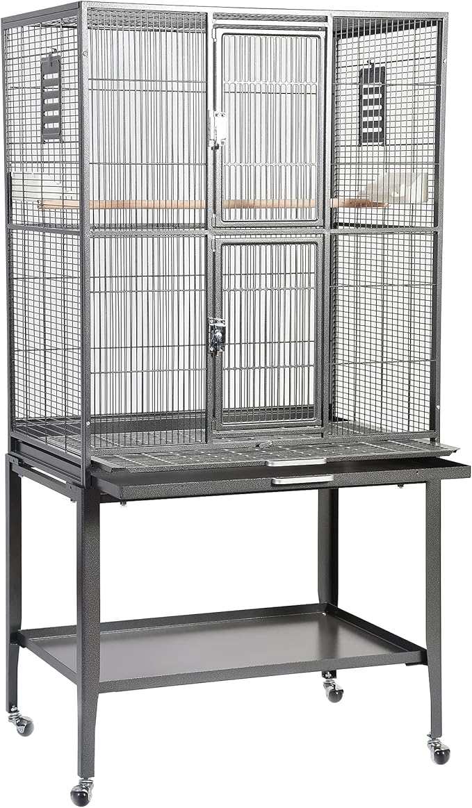 Brisbane Cage (Black) - Large Spacious Durable Metal Cage - for Sugar Gliders, Chinchillas, Squirrels, Ferrets & Other Small Pets