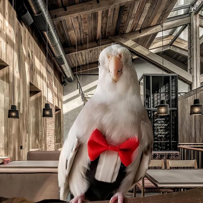 Bird Diapers Bird Harness Tuxedo Flight Suits with 80in Flying Leash Parrot Nappy with Waterproof Inner Layer Urine Wet Suite for Cockatiel Conure Parakeet Macaw Budgie-Black,S