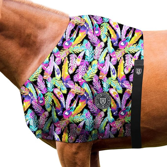 Harrison Howard Heat-Insulating Breathable Stretchy Shoulder Guard Anti Rub Bib for Horse Feather Hues L