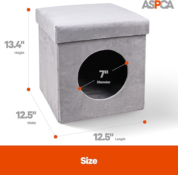 ASPCA-Indoor Cat Condo for Small Cats | Cozy Cat House for Indoor Cats & Kittens | Washable & Foldable | Compact Cat Houses & Condos for Play, Rest & Privacy | Easy to Assemble |12.5" x1.3.4"