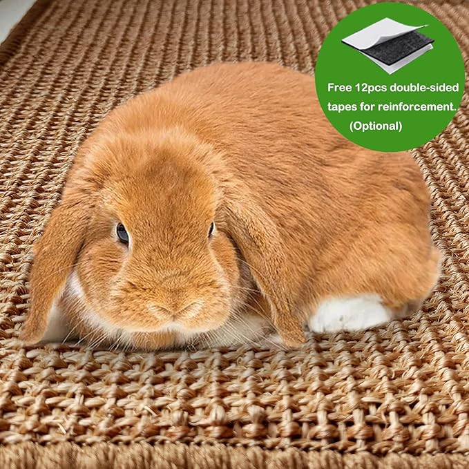 Rabbit Scratching Pad, 16 x 12 Inch Natural Sisal Bunny Scratch Mat Scratcher Mats Claws and Teeth Care for Biting Sleeping Nesting Small Animal Bedding Chew Toys Bed Play Toy (Brown, 2Pcs)