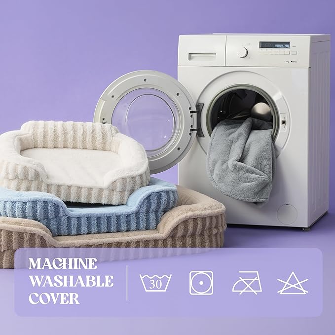 LE SURE Cute XL Dog Beds, Orthopedic Waterproof Dog Bed for Extra Large Dogs, Non-Slip Bottom and Egg-Crate Foam Big Pet Couch Sofa with Washable Removable Cover, Beige