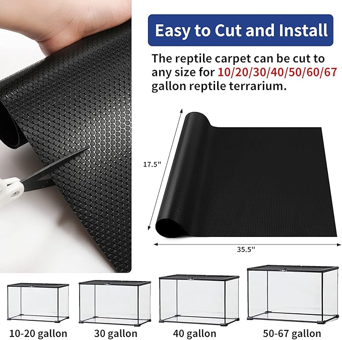Reptile Mat 40 Gallon 1Pack 18x36, Bearded Dragon Tank Accessories, Terrarium Liner Bedding, Non-Adhesive Reptile Substrate Mat for Leopard Gecko, Snake, Lizard, Tortoise, Iguana Tank