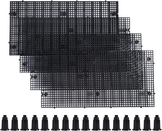 ALEGI Plastic Grid Divider Tray Egg Crate Louvre Aquarium Fish Tank Bottom Isolation with Bracket (4pcs Black)
