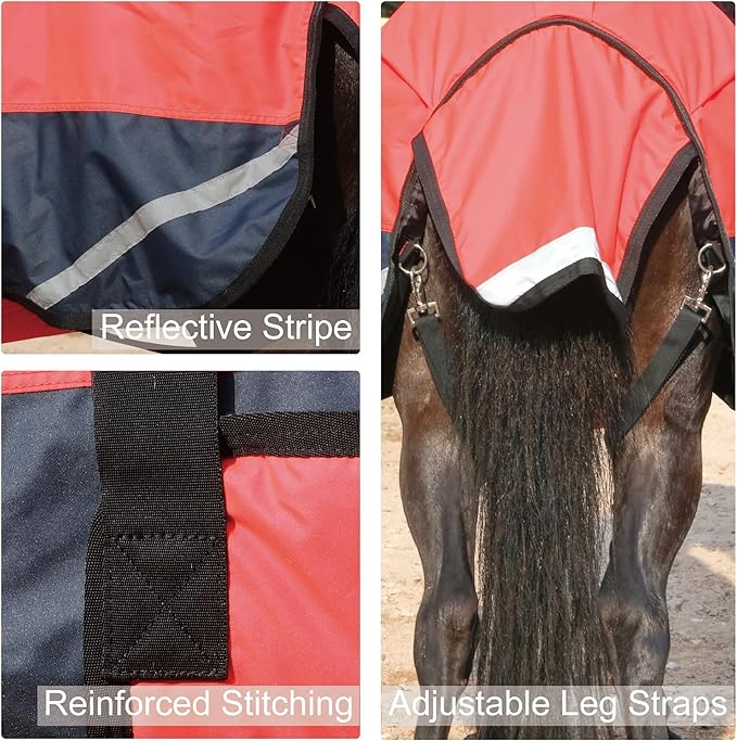 Foal/Mini Horse Size 30"-48" Waterproof & Breathable 300 Denier Winter Turnout Blanket with 150g Polyfill Fluorescencered Medium