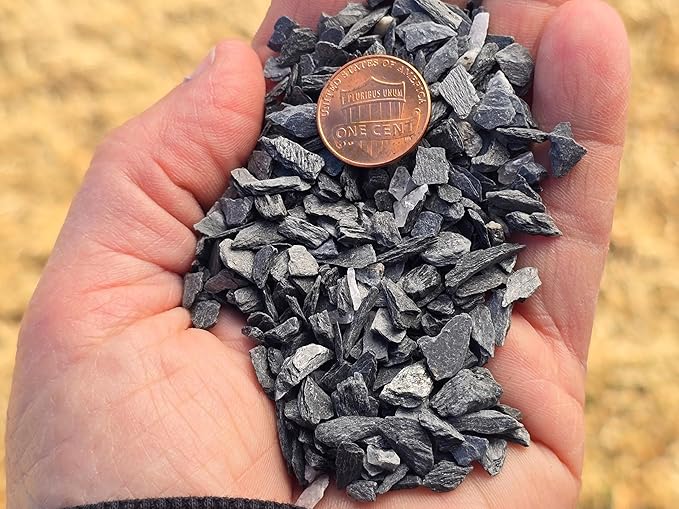 Small World Slate & Stone Aquarium Gravel - Natural Substrate for Aquascaping Planted, Freshwater and Saltwater Tanks - Grey - Small Scale Gravel Size 1/8"-1/4" (14 lbs)