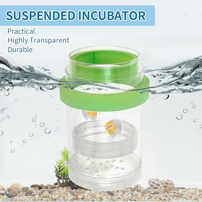 Suspensions Breeder Box, Floating Mesh Isolation Fish Tank Separator Set, Ideal for Aquatic Pets, Large, Green, 1 Set