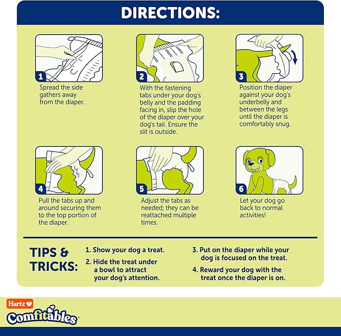 New! Hartz® Comfitables® Disposable Dog Diapers, Size XXS 42 count, Comfortable & Secure Fit, Easy to Put On, Super Absorbent Male and Female Diaper