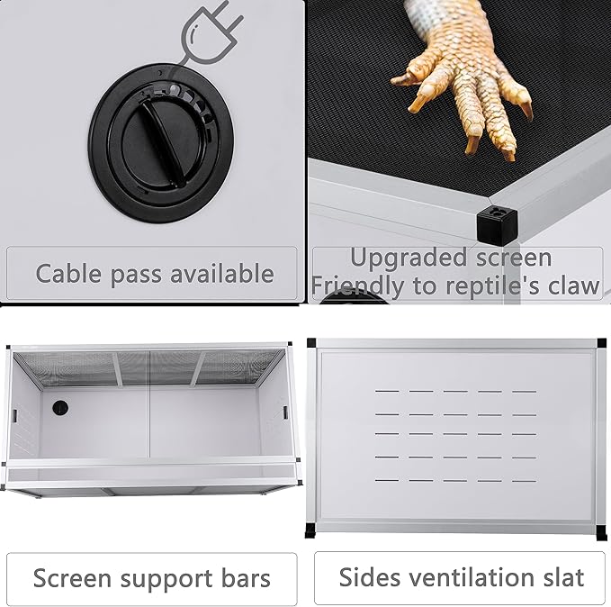 PVC Reptile Enclosure 76 Gallon ToxiRium Large Reptile Terrarium 44''x20''x20 Tank for Bearded Dragon Gecko Lizard Snake,Wide Breeding Lounge Vivarium Area with Sliding Doors Lock