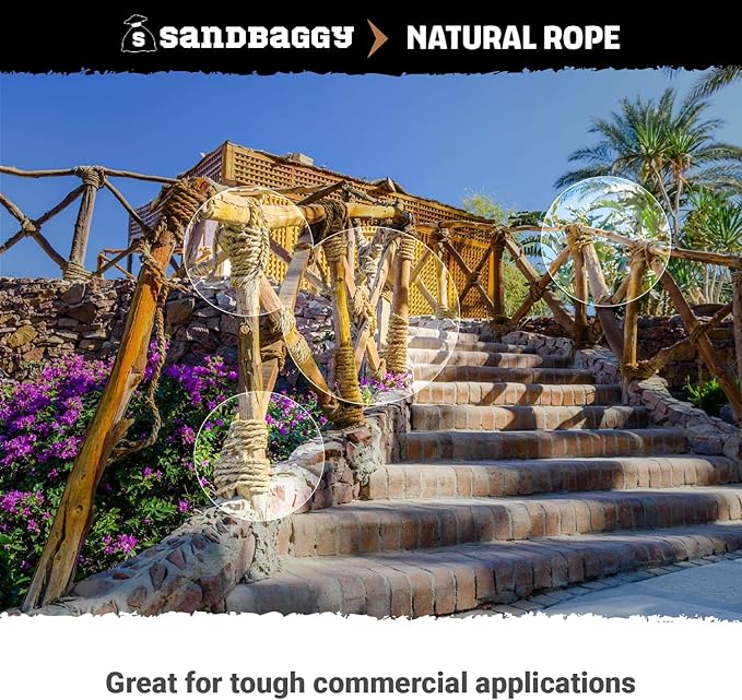Sisal Rope Twine 1/4 inch x 500 ft - Bulk Wholesale - Similar to Home Depot, Walmart, Lowes by Sandbaggy (5 Rolls)