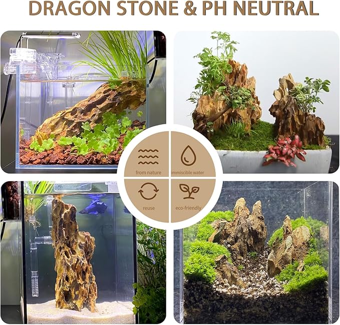 Aquarium Rocks Dragon Stone Natural Hardscape Stone for Aquariums, Fish Tanks, Bonsai, Terrariums, Wargaming Dioramas, Indoor or Outdoor Gardens-5lb(2-6 Inch)