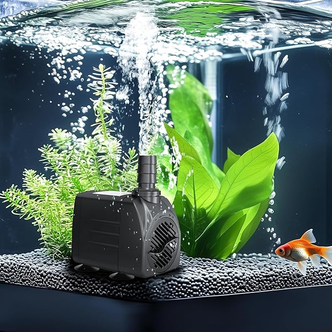 GROWNEER 550GPH Submersible Pump 30W Fountain Water Pump, 2000L/H, with 7.2ft High Lift, 3 Nozzles for Aquarium, Fish Tank, Pond, Hydroponics, Statuary (Pack of 2)