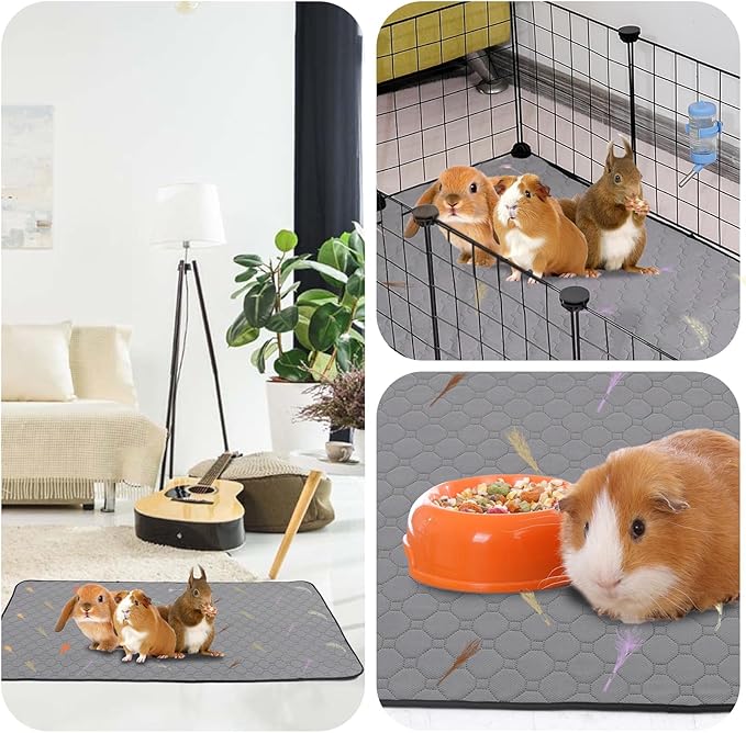 2Pcs Guinea Pig Cage Liners,Guinea Pig Fleece Cage Liners28''X42'' Super Absorbent Washable Pee Pads Reusable for Rabbit Hamster Chinchilla