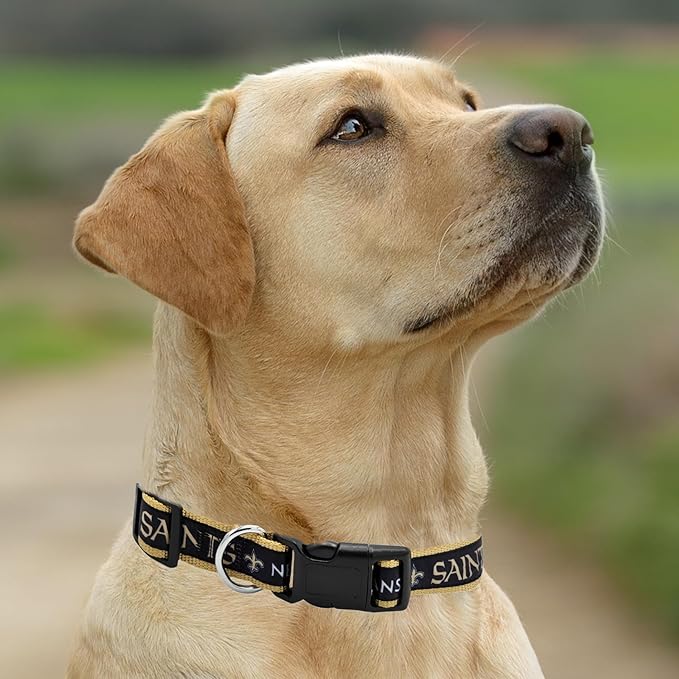 Pets First NFL New Orleans Saints Licensed PET COLLAR, Small - Heavy-Duty, Strong, and Durable Dog Collar. Available in 31 Football Teams and 4 Sizes