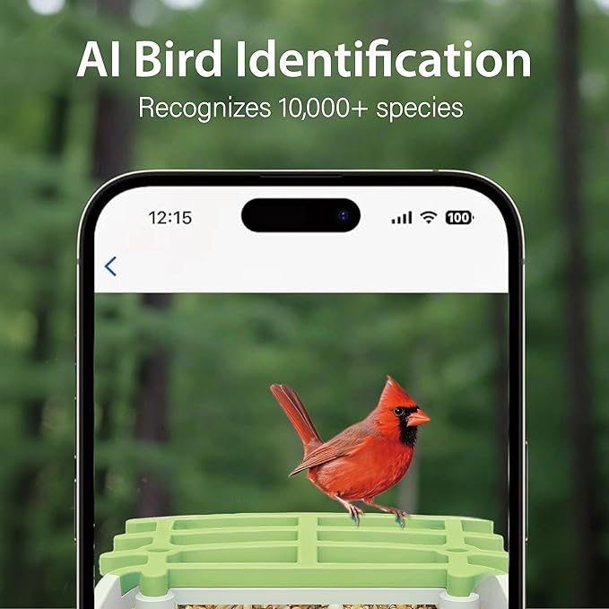Bird Feeder with Camera Solar Powered, AI Identify Birds Species 10000+, 2.5K HD Video App Live View, Smart Bird Feeder for Outdoors Backyard, Gifts for Birdlovers Mom Dad
