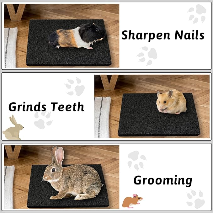 Hamiledyi Rabbit Scratch Foot Pads - 4 Pcs Small Animal Lava Grinding Teeth Stone for Bunny, Hamster, Guinea Pig, Rat, Gerbil, Chinchilla & Hedgehog