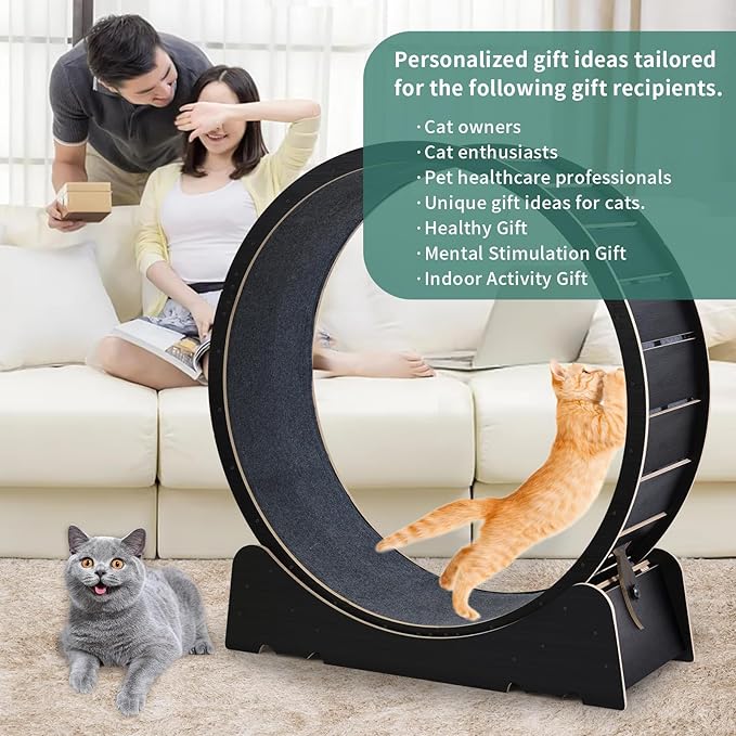 Large Cat Exercise Wheel 40 Inch Treadmill Exerciser for Indoor Cats Love Kitty Running Toy Walking Training for Fitness Weight Loss Device Suitable for Most Cats Physical Exercise Activity
