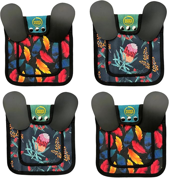 DOWN UNDER OUTDOORS 4 Pack Medium-Large Chicken Saddles with Adjustable Straps, Chicken Apron, Poultry Saver, Pet Supplies, Including Shoulder Cover (Feathers and Flora)