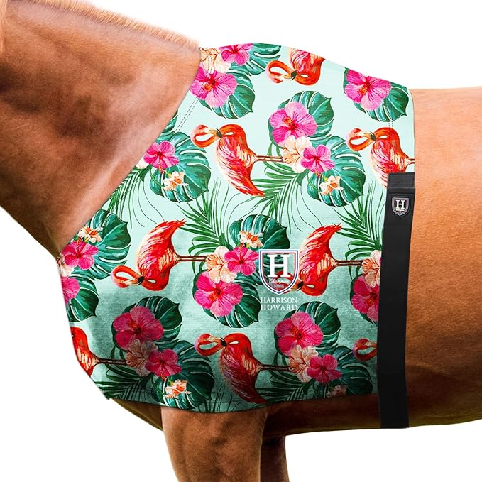 Harrison Howard Heat-Insulating Breathable Stretchy Shoulder Guard Anti Rub Bib for Horse Chic Flamingo M