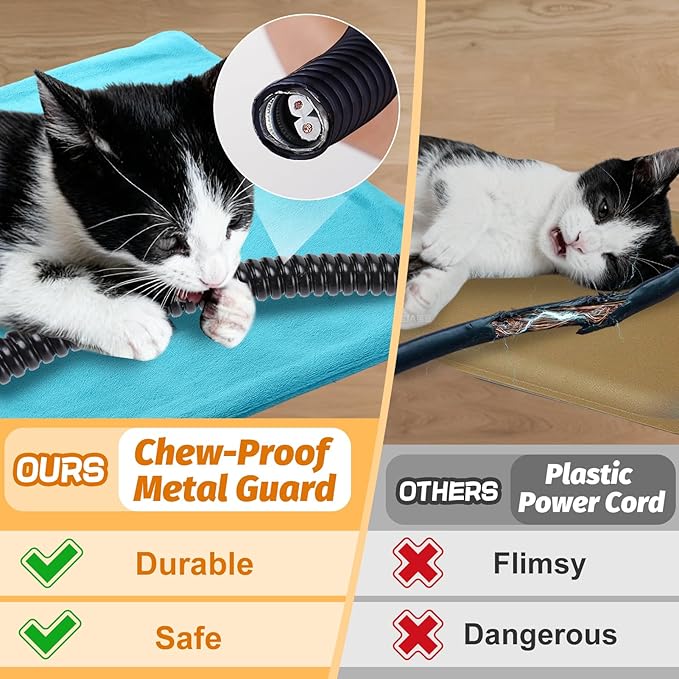 ANPHSIN Pet Heating Pad for Small Animal - Fire Retardant Heated Pad with Overload Protection Anti Chew Cord for Puppy Kittens Chicks Rabbits Ferrets Hedgehogs Outdoor Indoor 15.7 x 12 Inches