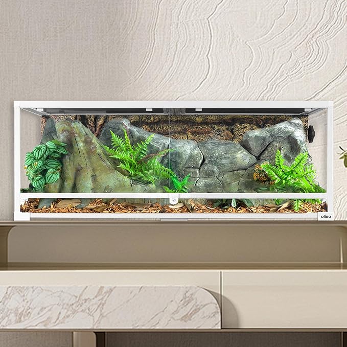 OIIBO 67 Gallon Reptile Tank,48" x 18" x 18" Glass Reptile Tank with Sliding Doors Front Opening Reptiles Terrarium with Screen Ventilation for Snakes,Lguanas, Chameleons