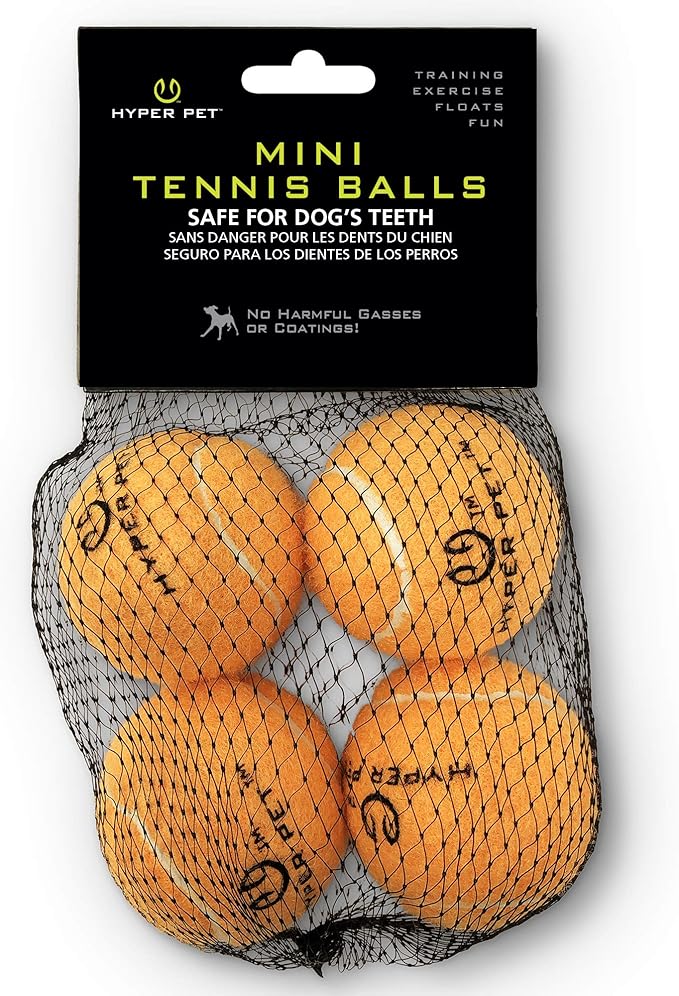 Hyper Pet MINI Tennis Balls for Dogs Safe Dog Toys & Tennis Balls for Exercise, Training, Hyper Pet K9 Kannon Dog Ball Launcher) Bright Colored Interactive Orange Pack of 4