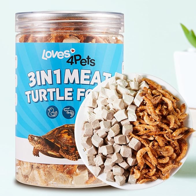 Turtle Food - Natural Freeze-Dried Chicken, Duck and Antarctic Krill – 3 in 1 Premium Treats for Reptiles, Cats & Dogs – Human-Grade Real Meat