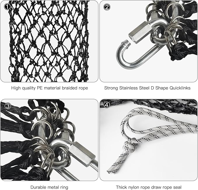 Hay Net for Horses,36 Inch Length Slow Feed Hay Net, Premium PE Material Hay Bags for Horses Goats Sheep, Easy to Hang with Steel Quick Links