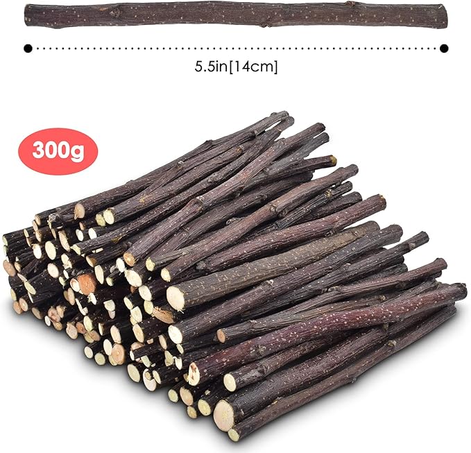 ERKOON Natural Apple Sticks 300g (10.5oz Small Animals Molar Chew Toys Apple Branch Chew Treats for Hamster Rabbit Chinchilla Bunny Guinea Pig Squirrel