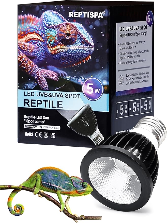 LED UVB Light for Reptiles, 5W 15.0 LED UVA UVB Lamp, Reptile UVB Bulb for Bearded Dragon Lizard Gecko Snake Turtle, Provide Sufficient UVB Exposure Tropical & Desert Reptiles