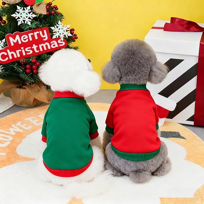 Custom Dog Hoodie, Personalized Sweatshirt with Photo Text Name Logo, Customized Hooded Sweater for Small Medium Large Dogs & Cats (Red + Green Sleeves, Small)