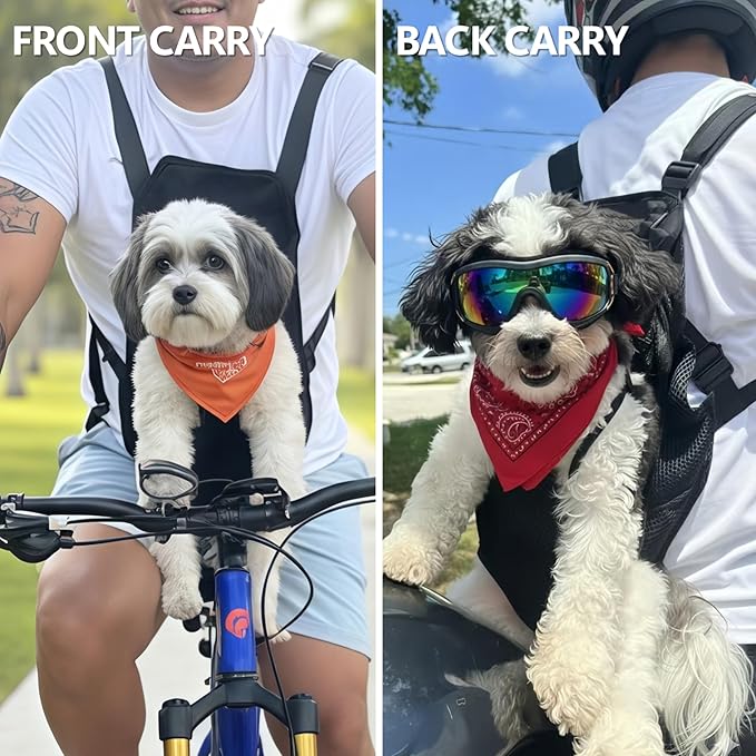 Dog Backpack Carrier Purse, Adjustable Pet Front Carriers, Legs Out Carrying Sling Travel Bag for Small Medium Dogs 7-11 Lbs, Soft Wearable Puppy Chest Carry Backpacks for Walking or Daily Outings