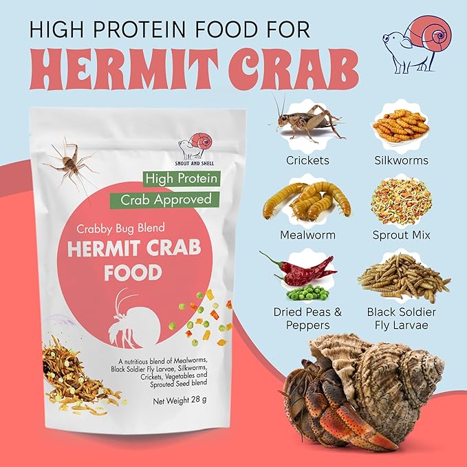 Snout and Shell Hermit Crab Food Bundle – Fruity Breakfast Blend, Crabby Bug Blend & Greensand – Organic, High Protein, Natural Minerals – Complete Nutrition for Healthy Shell Growth & Vitality
