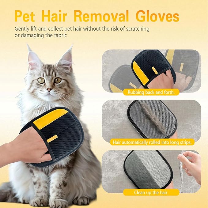 Pet Hair Removal Glove, Electrostatic Pet Hair Remover Gloves for Dogs Cats, Reusable Washable Remover for Bed Sheets Couch Clothes Carpet Car Seat(1PC)