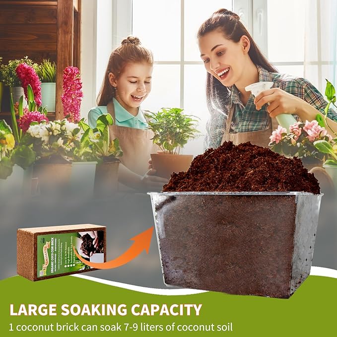 Coco Coir Brick for Plants- 3 Pack,1.4lbs 100% Organic Coconut Coir Soil Neutral pH, for Plant Growth and Root Developmentfor Growing Vegetables & Ideal Reptile Bedding (3)