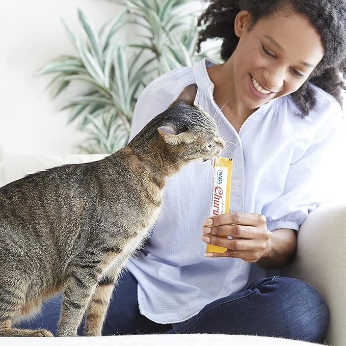 INABA Churu for Cats, Functional, Creamy Lickable Purée Cat Treat for Hairball Control, 0.5 Ounces Each, 48 Tubes (4 per Pack), 2 Flavor Tuna and Chicken Variety Pack
