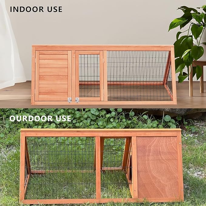 Chicken Coop, Chicken Run,Small Wooden Duck Coop Outdoor Quail Cage Rabbit Pet Hutch House Small Animals (Ntural Wood)