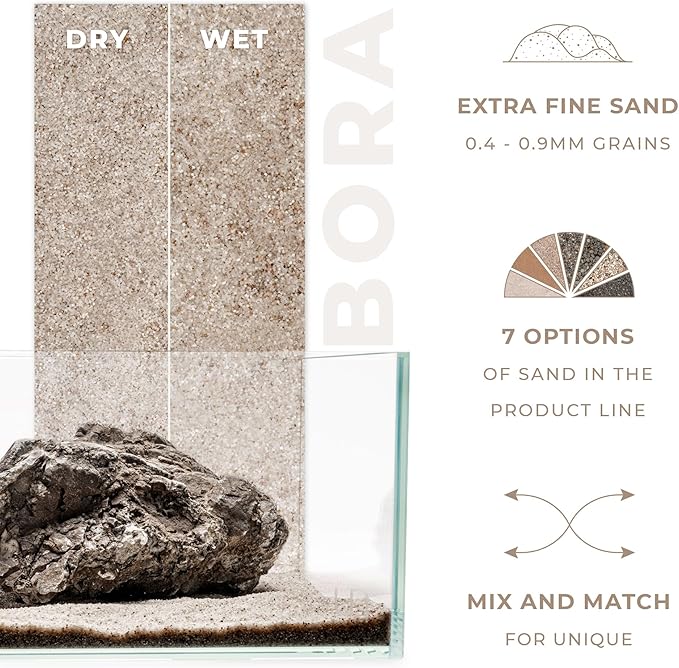 UNS Controsand - Bora, 3L - Natural Freshwater 0.4-0.9mm Natural White Sand for Aquascaping Planted Tanks - Aquarium, Terrarium, Paludarium Substrate for Betta, Shrimp, Fish, Jumping Spider, Turtle