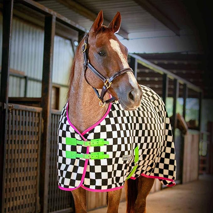Jeffers Expression Fleece Cooler for Horses, Standard Neck, Skater Cowgirl 81"- Equine Towel Blanket, Moisture Absorbent, Light Weight, Best for Drying, Exercise, Bathing, Adjustable Belly Bands