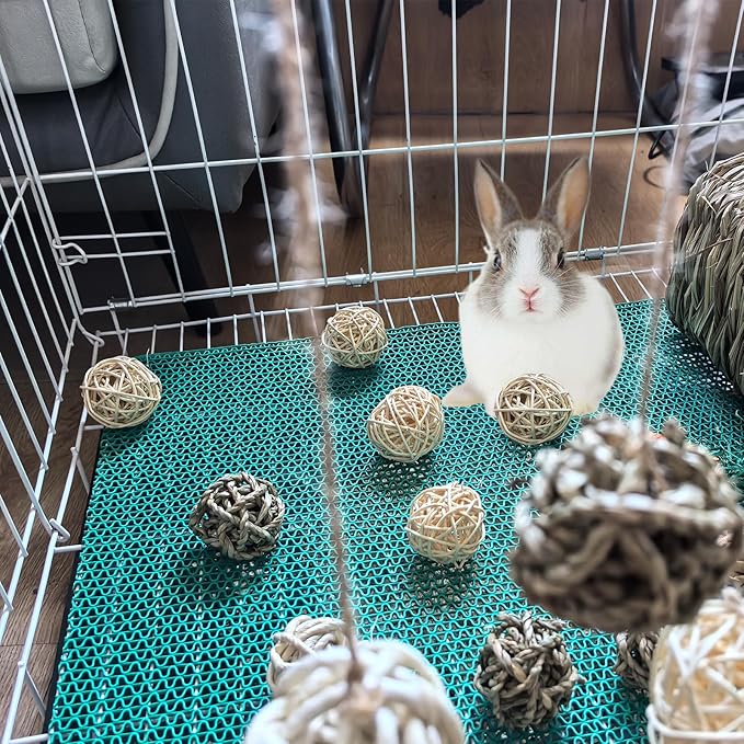 48PCS Rabbit Grass Balls 1.96in Guinea Pig Balls Small Animal Activity Enrichment Toy for Bunny Chinchilla Hamster Gerbil Grinding Playing
