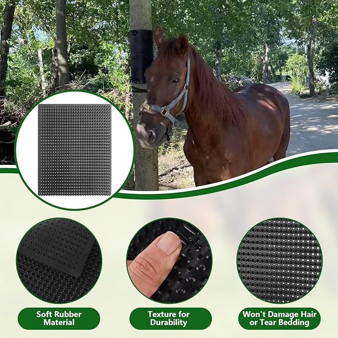 Horse Scratching Post Pad Goat Playground Toys for Horses and Goats to Play with Livestock Scratching Brush for Small Farm Animal Goat Sheep Cow Pig-2 Pack (14.2" x11.8")