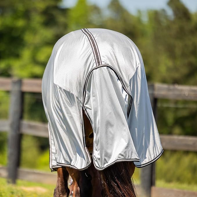 Equinavia Aktiv Athletic Detachable Neck Fly Sheet | Ultralight Poly Fabric | Extended Protection - Silver Gray - 84 in