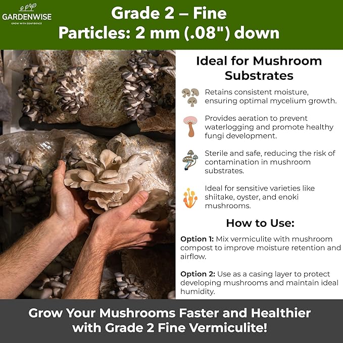 Organic Fine Vermiculite for Indoor Gardening Plants and Mushrooms – Enhances Soil Aeration, Seed Germination, Rooting Cuttings – Small Packages and Bulk (Vermiculite Grade 2 – Fine, 3 qt)