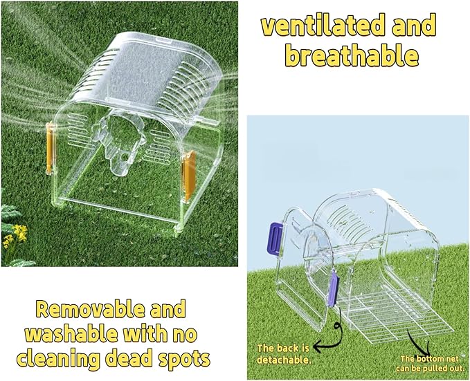 Portable Plastic Bird Cages，Travel Bird Cage,Lightweight Waterproof Ventilated Small Bird Cage,Outdoor Use Easy to Carry,for Small Birds, Budgies and Pet Birds (Purple, B)